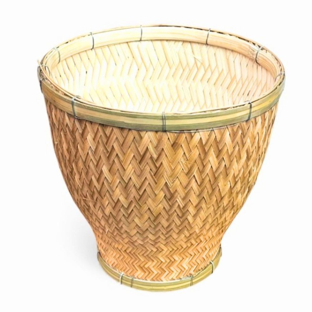 2-Piece Thai Sticky Rice Steamer Aluminum Pot with Bamboo Basket Huad Cooker Set