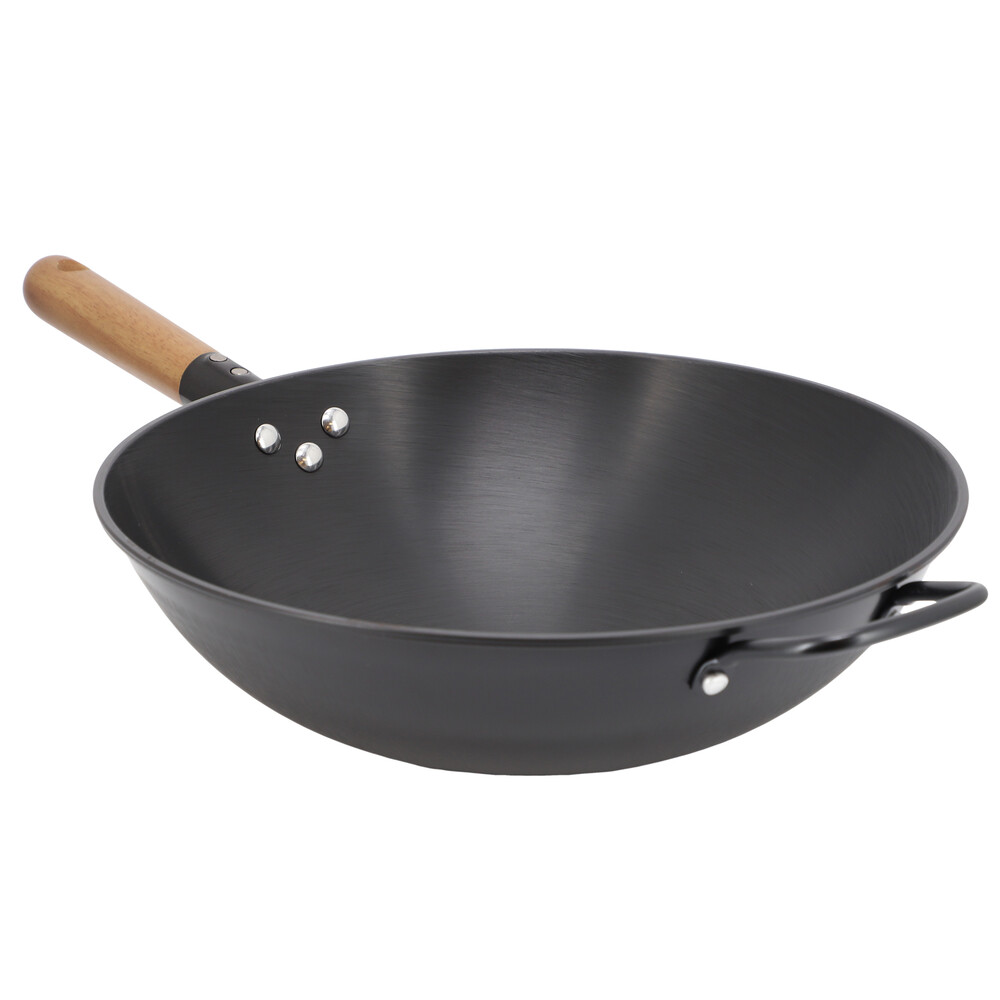 Gibson Home 144327.01 Welton 13.5 Inch Carbon Steel Wok Wood Handle In Black