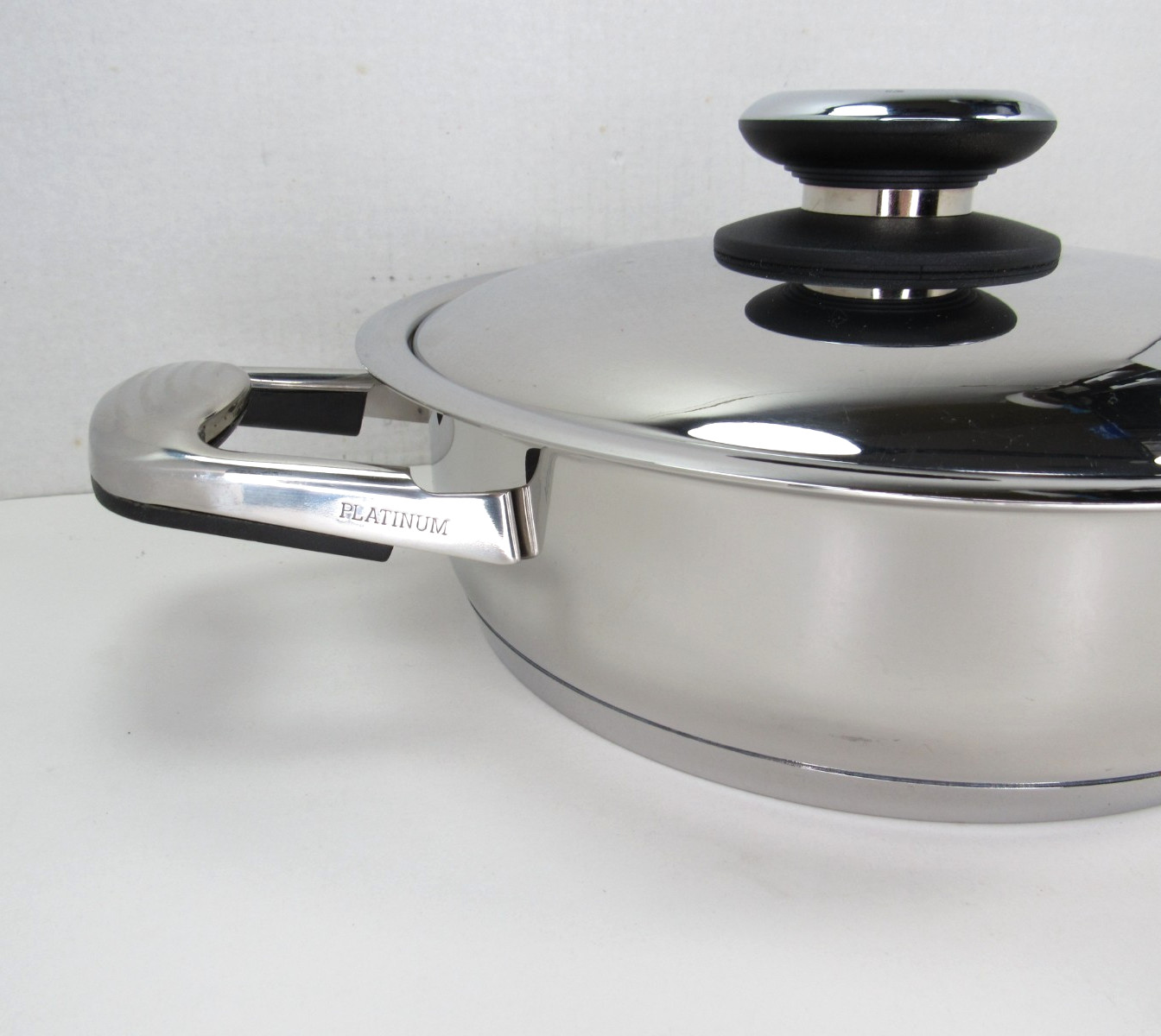 Platinum Professional Cookware Large Skillet Sauté Pan Titanium T304S + Lid