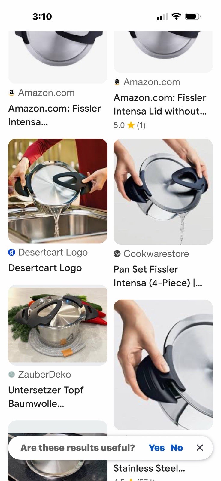 Fissler Intensa Pans Set Of 2 W/Lid SS Made In Germany Rare In USA