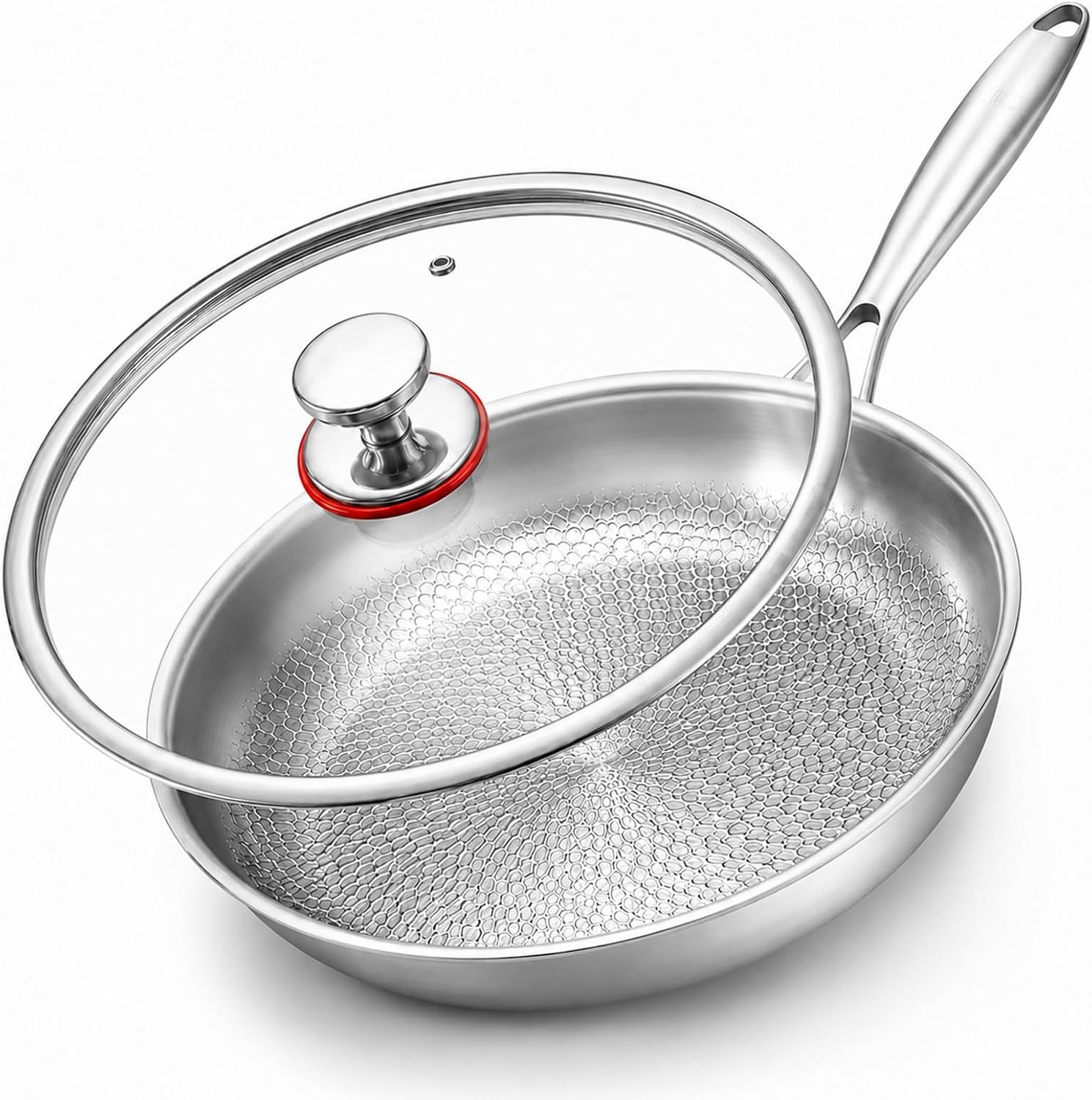 10.2In New Titanium Hammered Pan with Lid, Titanium Pans for Cooking – Durable