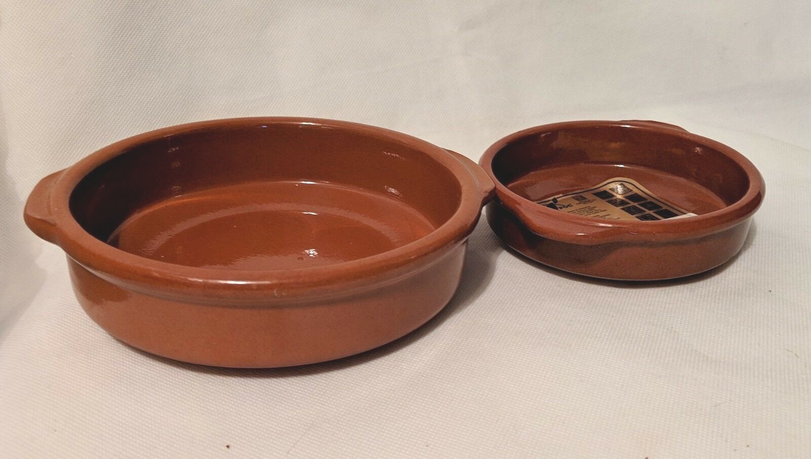 Pair of Stoneware Casseroles Refra Foc Single Serve Fang Breda Spain ~ Gratin