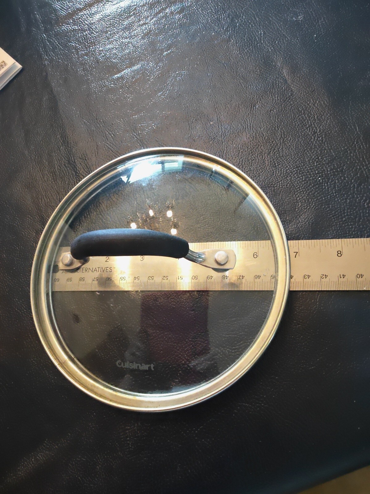 CUISINART 6 3/4″ OD – 6″ ID REPLACEMENT GLASS LID RUBBER COATED HANDLE