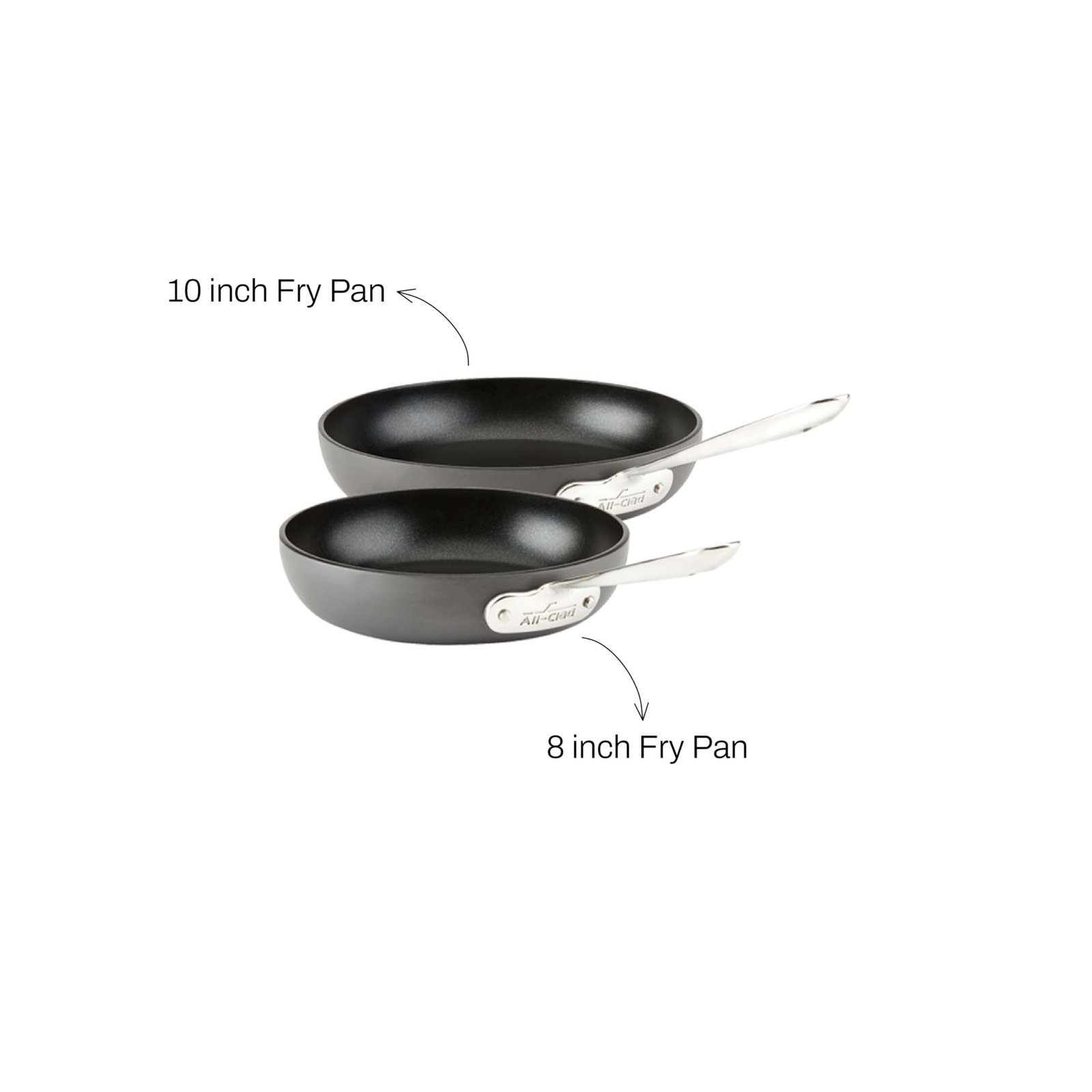 All-Clad HA1 Hard Anodized Non Stick Fry Pan Set 2 Piece, 8, 10 Inch, Inducti…