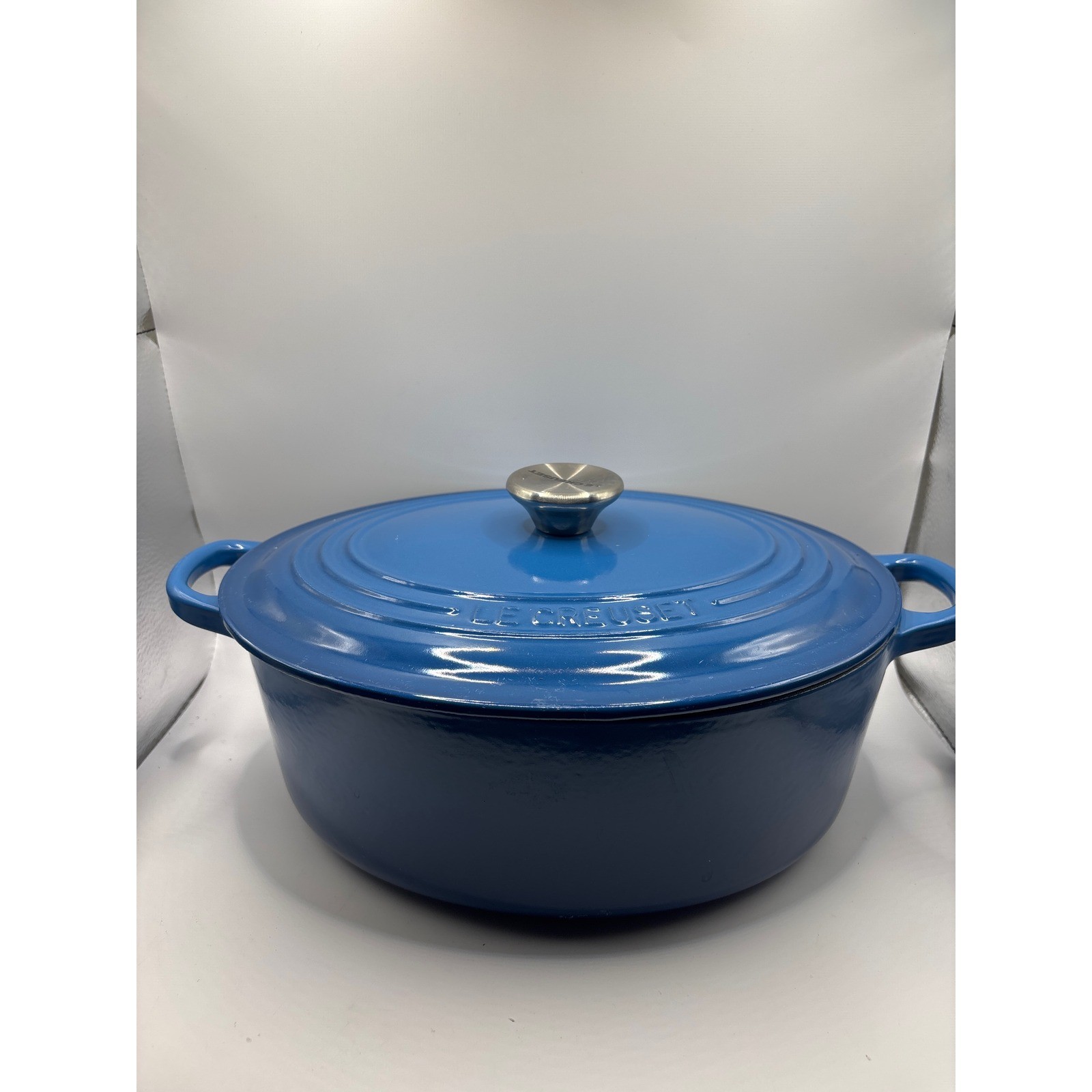 Le Creuset Signature Cast Iron Oval Dutch Oven Marseille Blue 4.25 Qt Size 27