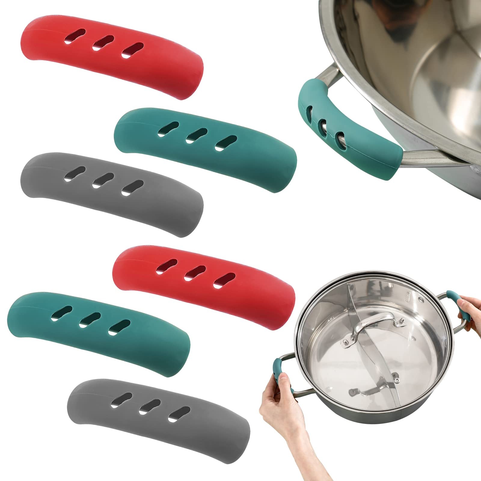 Silicone Pot Handle Covers, Heat Resistant, Non-Slip for Cast Iron Skillet