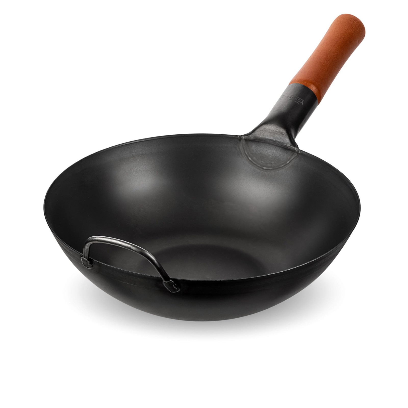 11.8″ Carbon Steel Wok Pan – Pre-Seasoned Flat Bottom Pow Wok for Stir Fry, B…