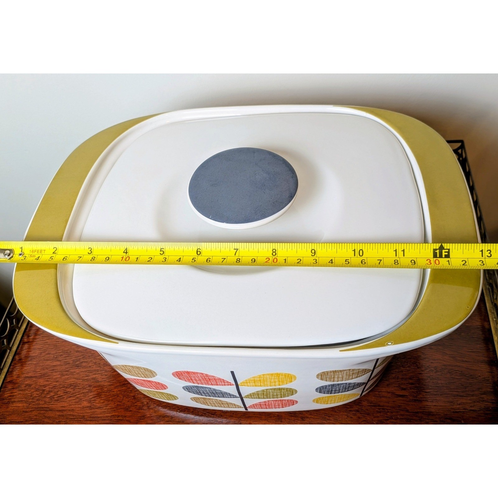 Orla Kiely House Multi Stem Ceramic Casserole Dish with Lid Mid Century Modern