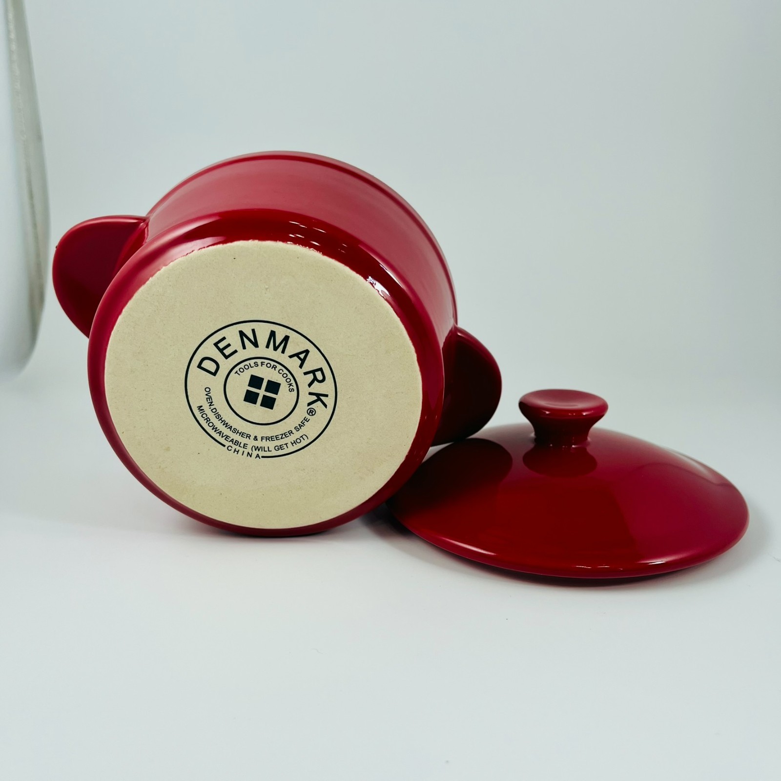 Red Stoneware Mini Dutch Oven Cocotte Denmark 4″ Covered Dish