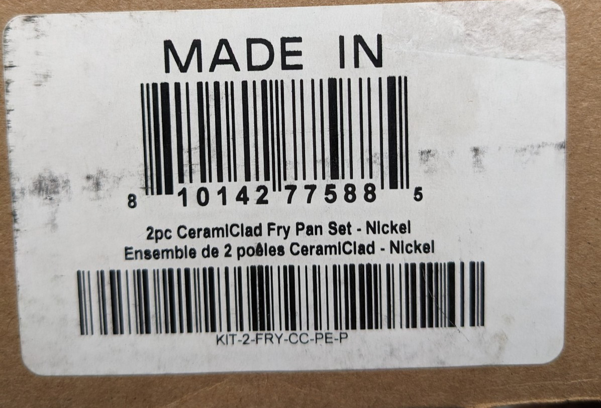Made In – Cookware 2pc Ceramic Clad Fry Pan Set 10″ & 12″ Nickel/Graphite NOB