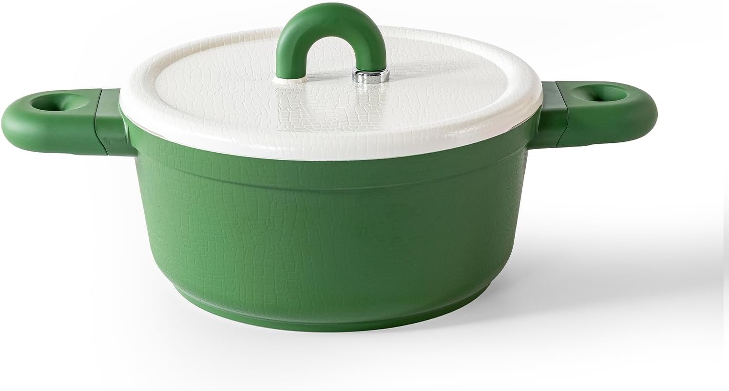 4QT Nonstick Stock Pot with Lid, Ceramic Casserole with Die-cast lid, Non-toxic