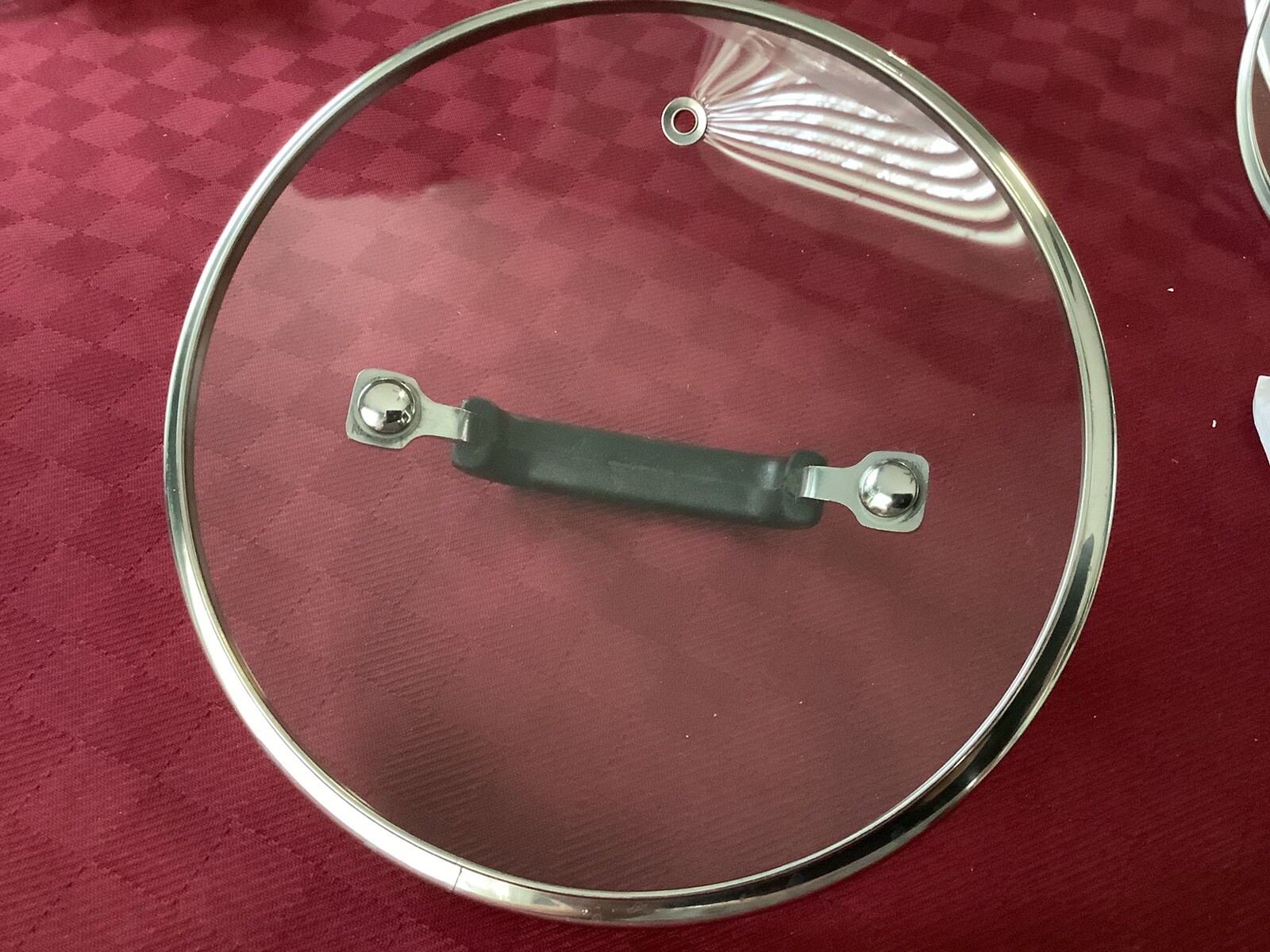 T Fal Vented Glass Lid Replacement S.Steel Rim 7 5/8” Outter 7” Inner
