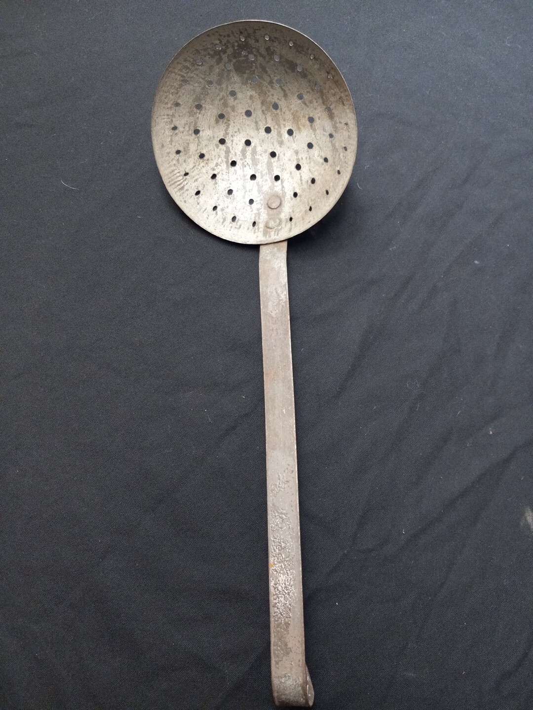 Vtg Gray Enamel GraniteWare Strainer Ladle Sieve See Pics /124j
