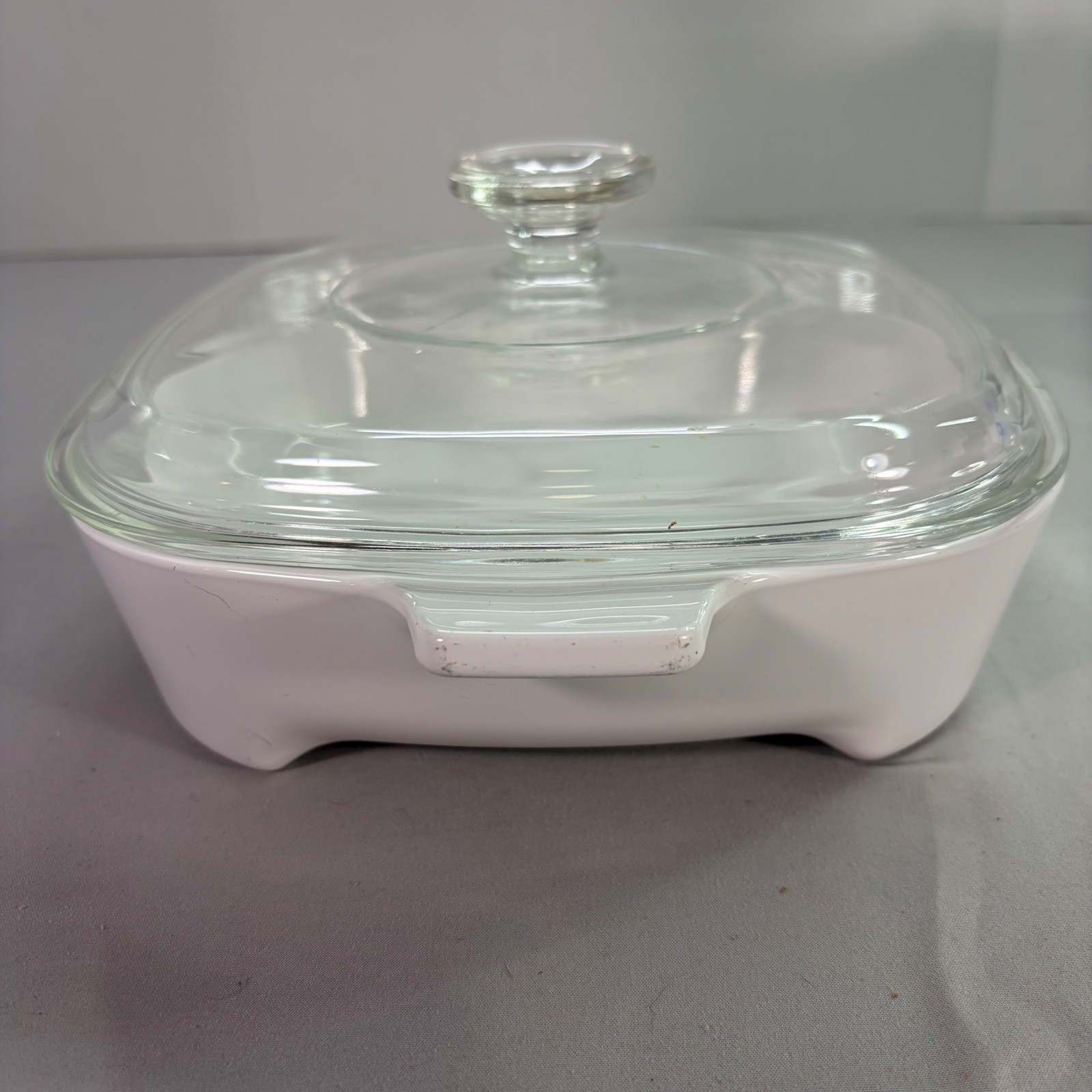 Corning Ware Microwave Browning Dish MW-9-B White Square Glass Lid A-9-C