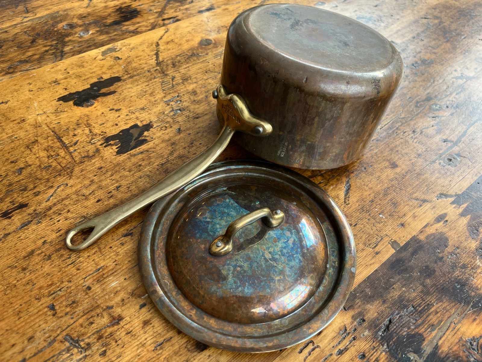 Mauviel Copper 1.9 qt Sauce Pan with Brass Handle and Lid