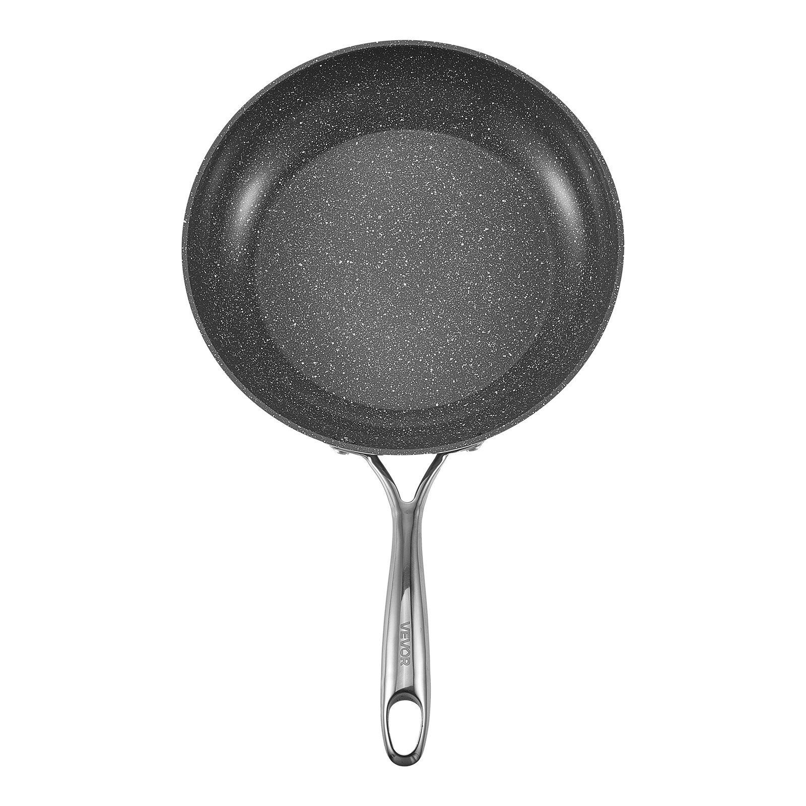 8x10x12 in Frying Pan Set Layered Aluminum Base High Temp Cooking Ready