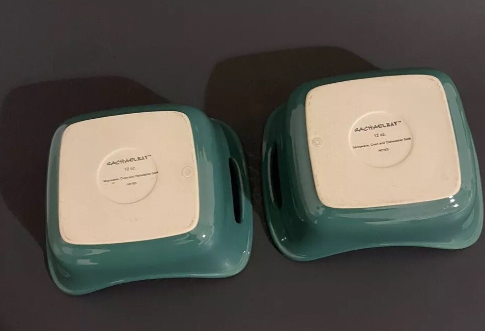 Rachel Ray Stoneware 12oz Personal Chartreuse Casserole Baking Dishes Lot of 2