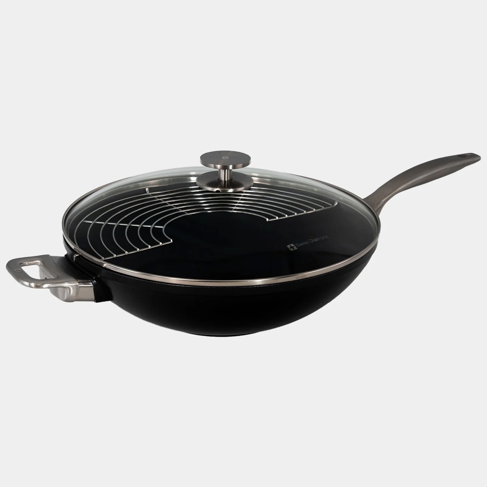 Swiss Diamond CHD Nonstick Wok with Glass Lid, 12.5-Inch