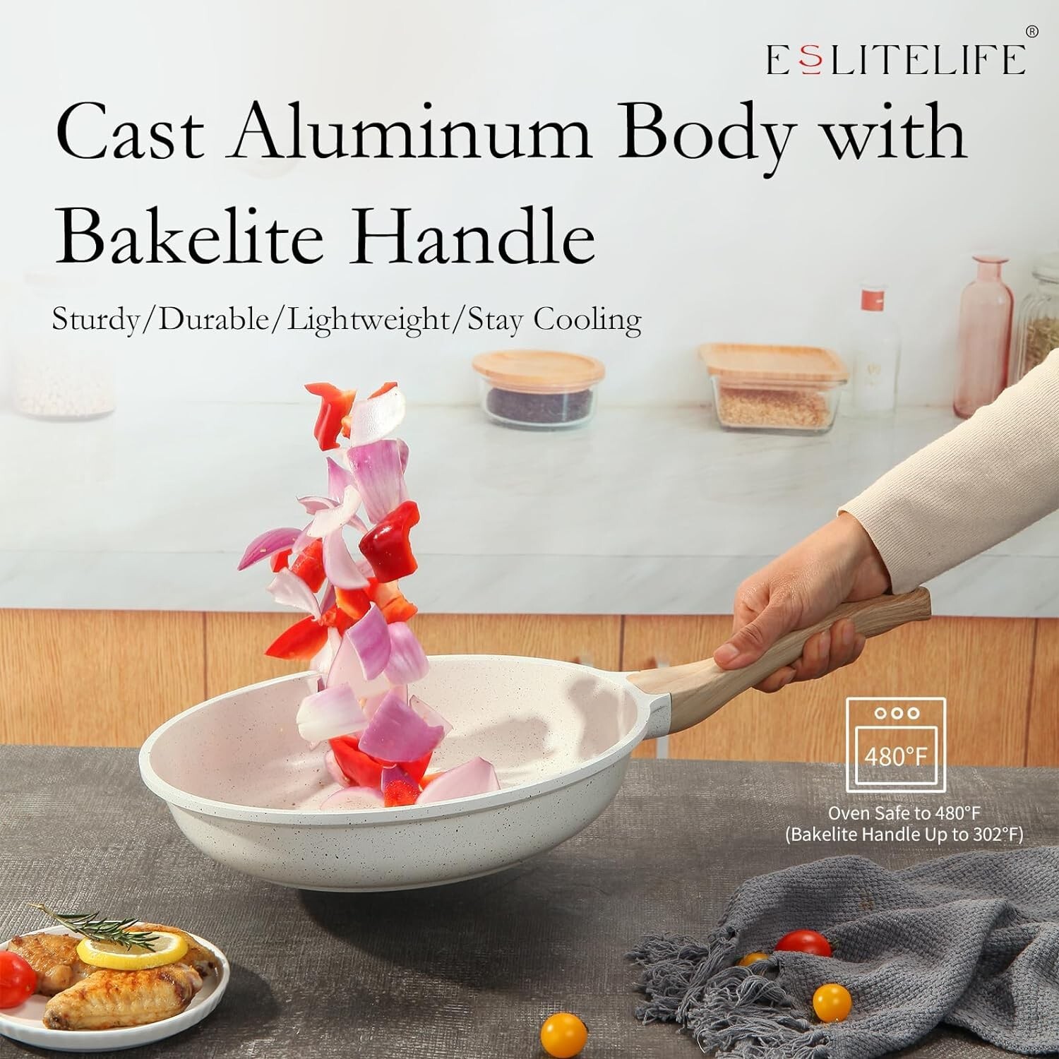 ESLITE LIFE Frying Pan Set with Lids Nonstick Skillet Set Egg Omelette Pans, …