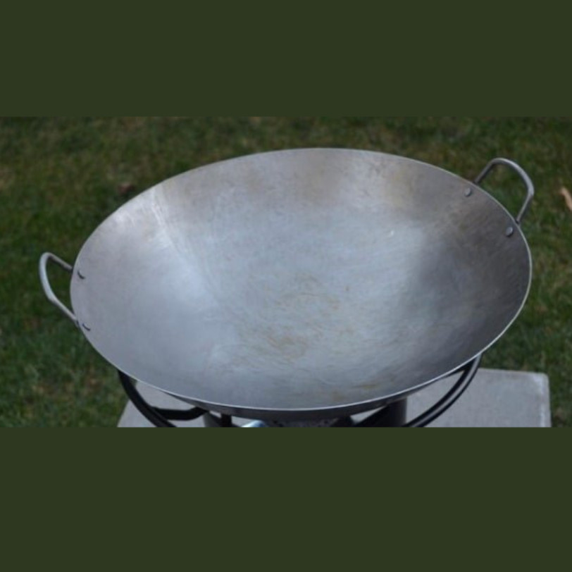 16″ Heavy Duty Cantonese Wok Silver Hand Hammered Carbon Steel Round Kitchen Pan