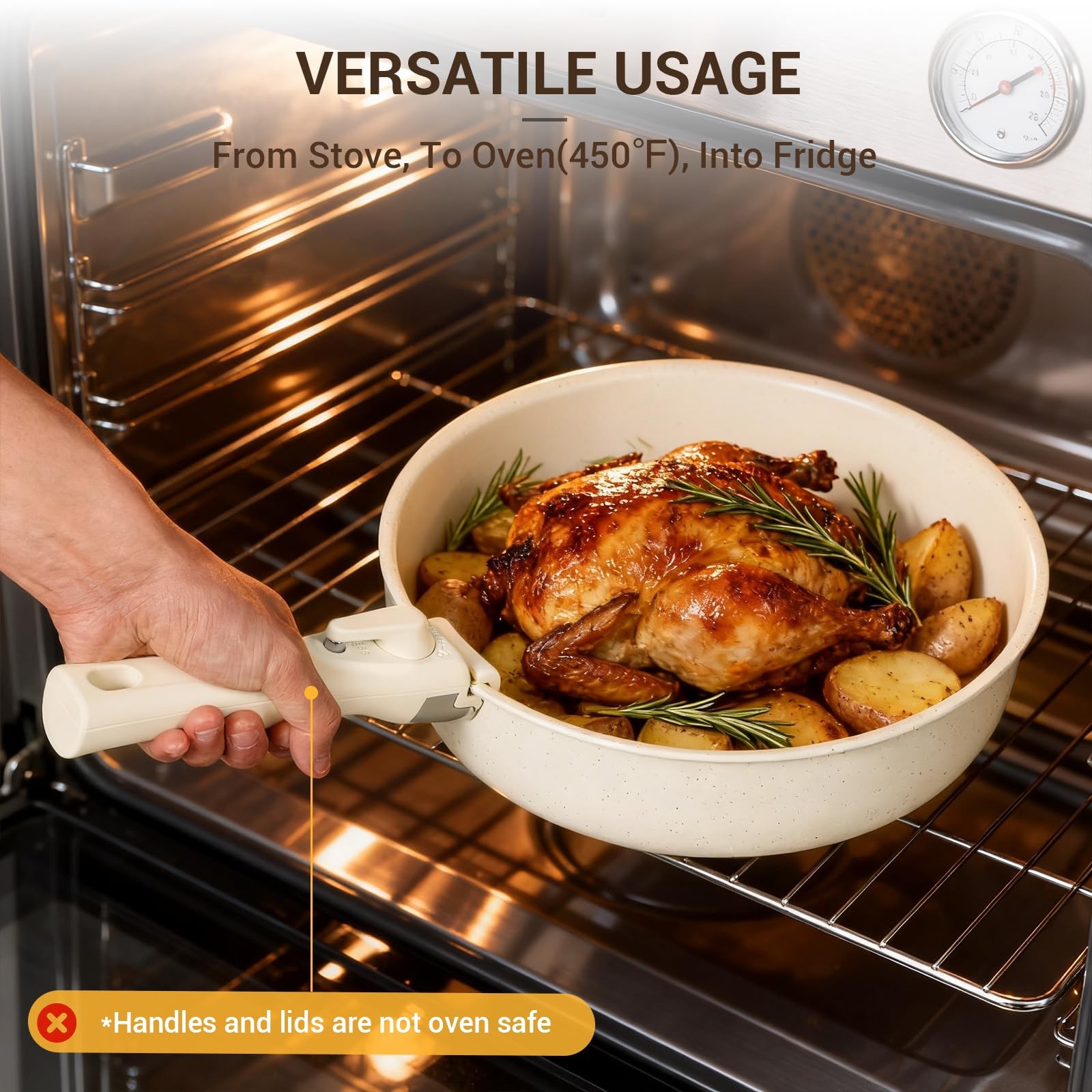Pots and Pans Set Non Stick, Ceramic Cookware Set with Removable Handles, Sta…