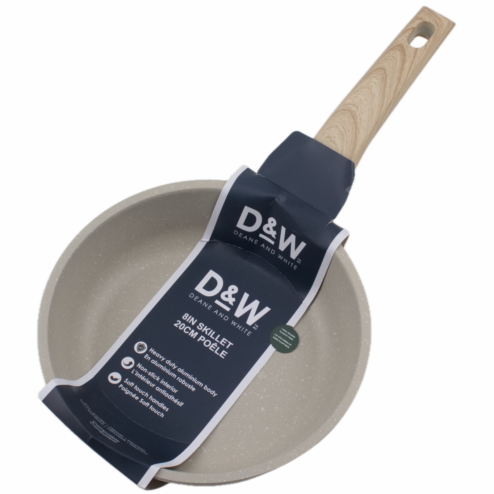 Deane and White 8″ Skillet Non Stick Frying Pan Gray with Tan Handle Ceramic