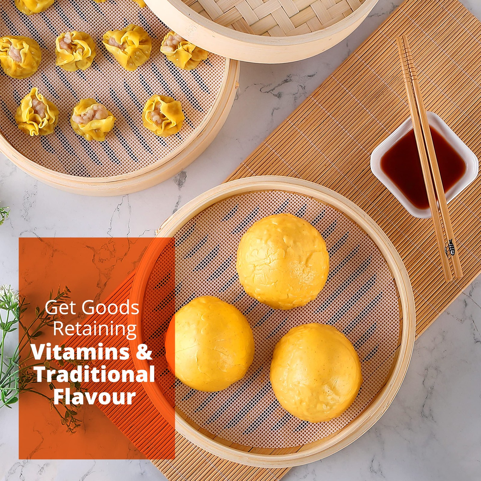Bamboo Steamer Basket for Chinese Asian Cuisine – 2 Tier 10-Inch Steaming Bas…