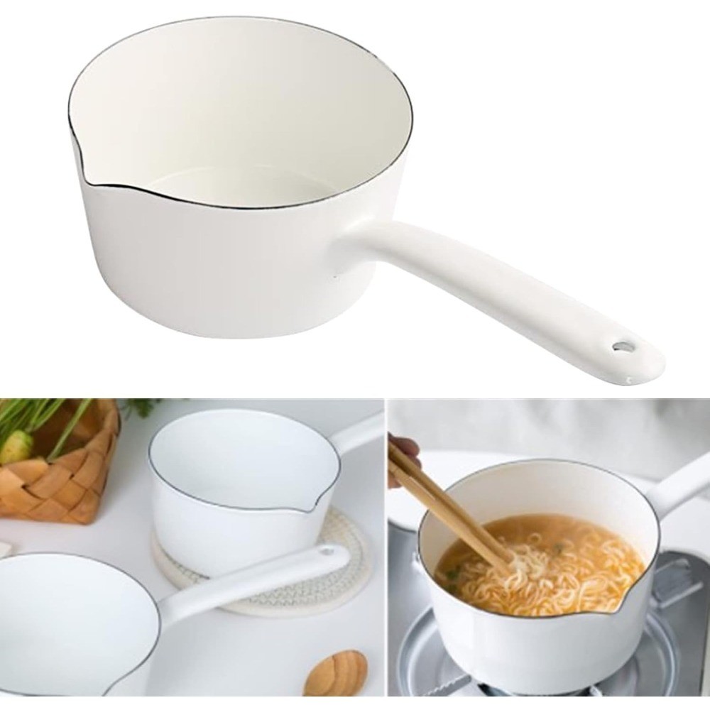 40 OZ Enamel Milk Pan,Nonstick Saucepan with Pour Spouts,Butter Warmer,Melting