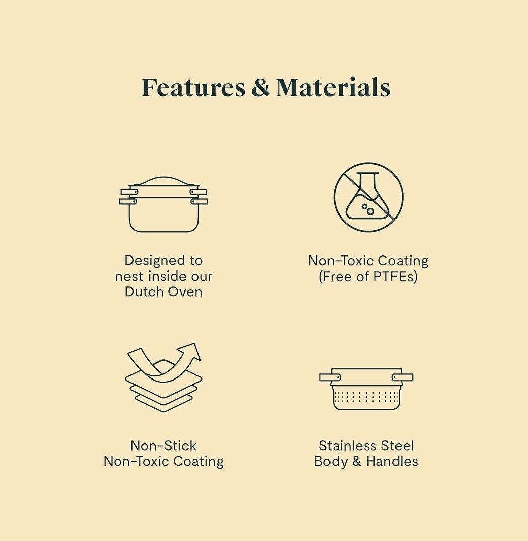 CARAWAY 6.5 Stainless Steel Steamer with Handles – Non Stick, Non Toxic Coating