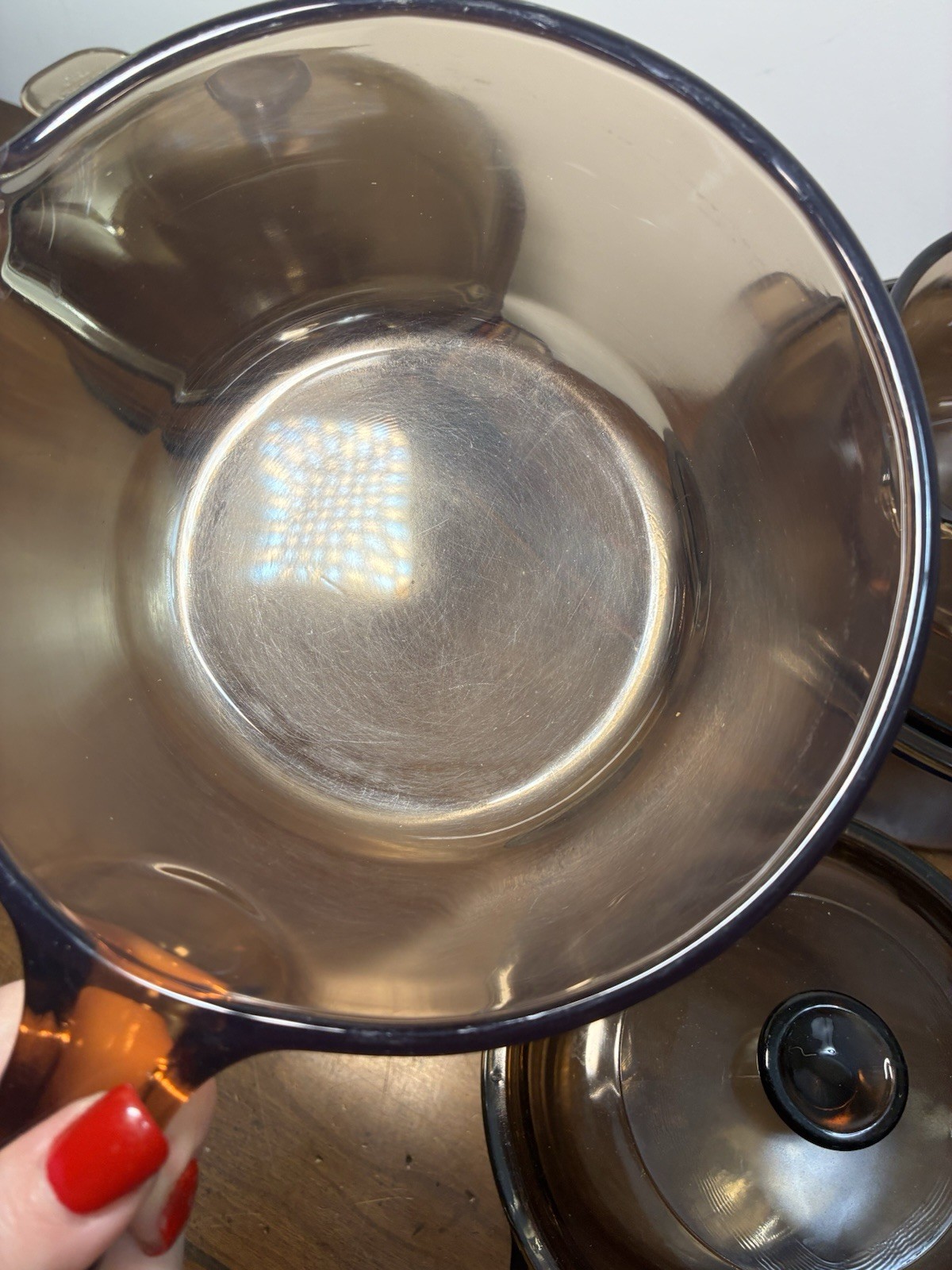 Vintage Corning Ware Amber Vision 10p 4 Sizes Sauce Pans Double Boiler USA