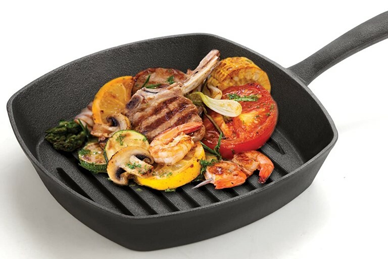 8″ Square Cast Iron Grill Skillet with Handle (1 Skillet) by MyXOHome