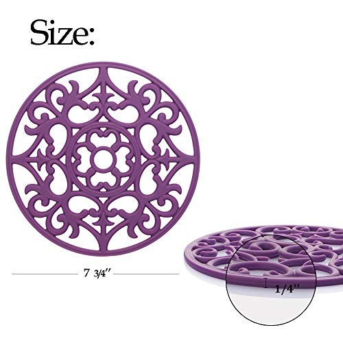 Trivets for Dishes/Pots/Pans, 3 Pcs Silicone Mats, 3 Set-purple