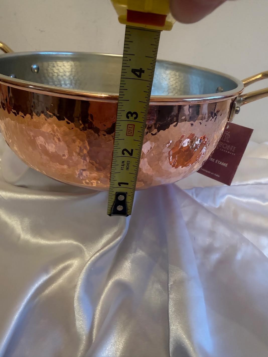 Ruffoni Copper Pot Historia Hammered Chef Braiser Acorn Knob, 24cm W/ LID 3.5QT