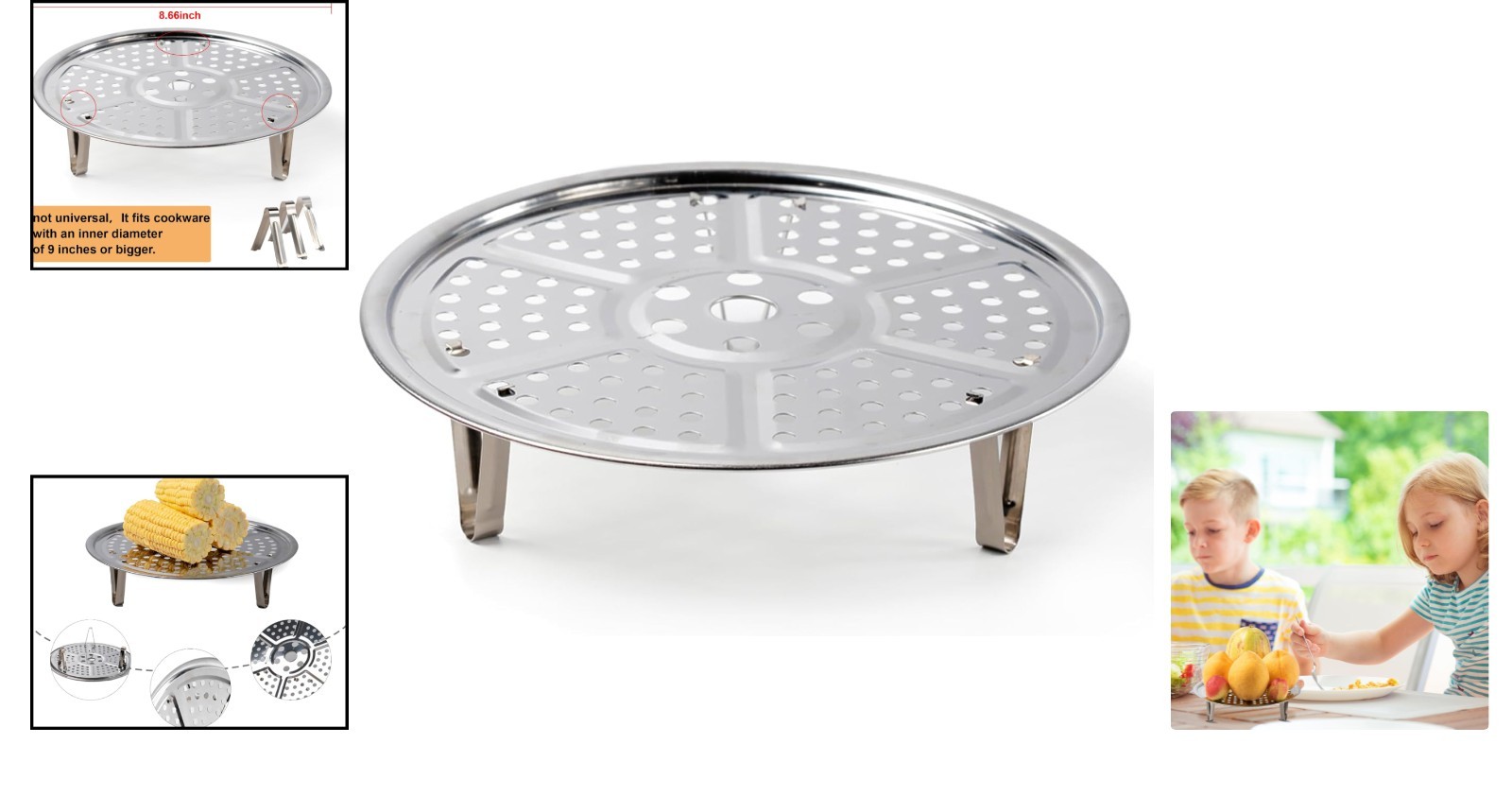 Versatile Stainless Steel Food Steamer Rack – 8.7 Inches for Healthy Cooking