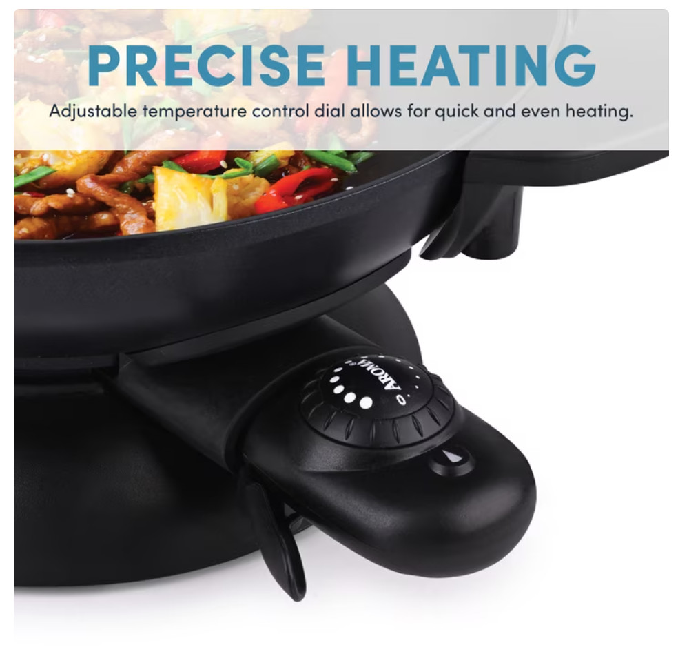 Aroma® Professional 5Qt. Electric Wok, Black, New (AEW-307)