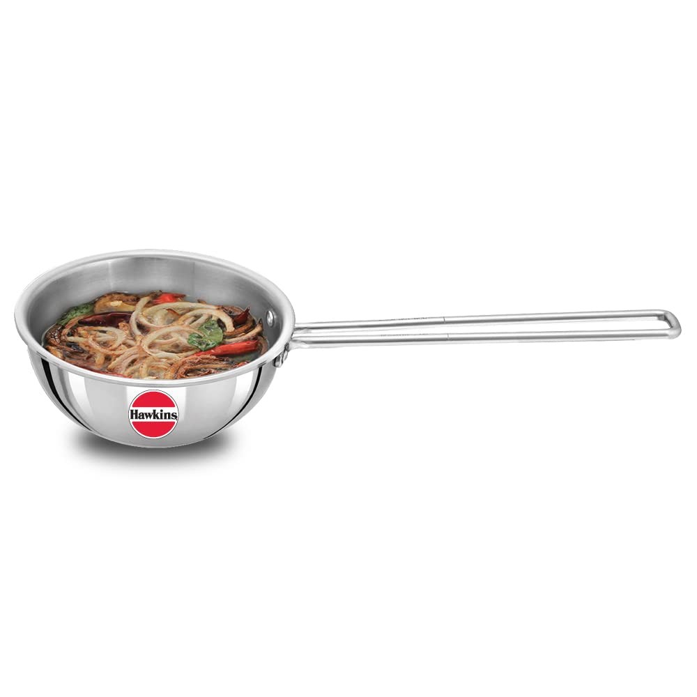 2.5 Cup Tadka Pan, 600ml Triply Stainless Steel Pan, Silver (STP25)