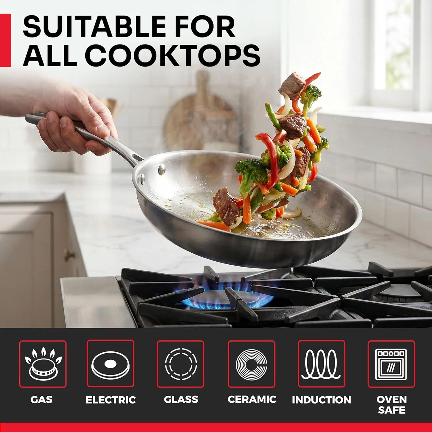 Mueller 17-Piece Stainless Steel Pots and Pans Set – Tri-Ply Ultra-Clad Pro Cook