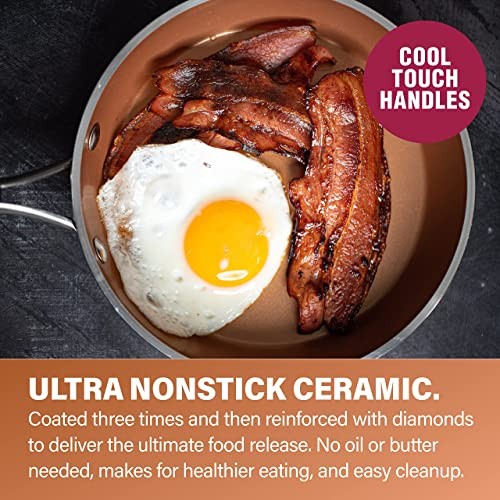 10 Inch Hammered Non Stick Frying Pans, Nonstick 10 inch Frying Pan with Lid