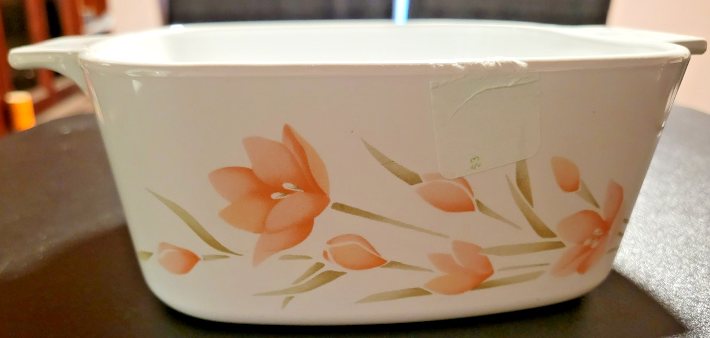 Vintage Corning Ware Peach Floral Pattern A – 1.5 – B 1.5 Liter