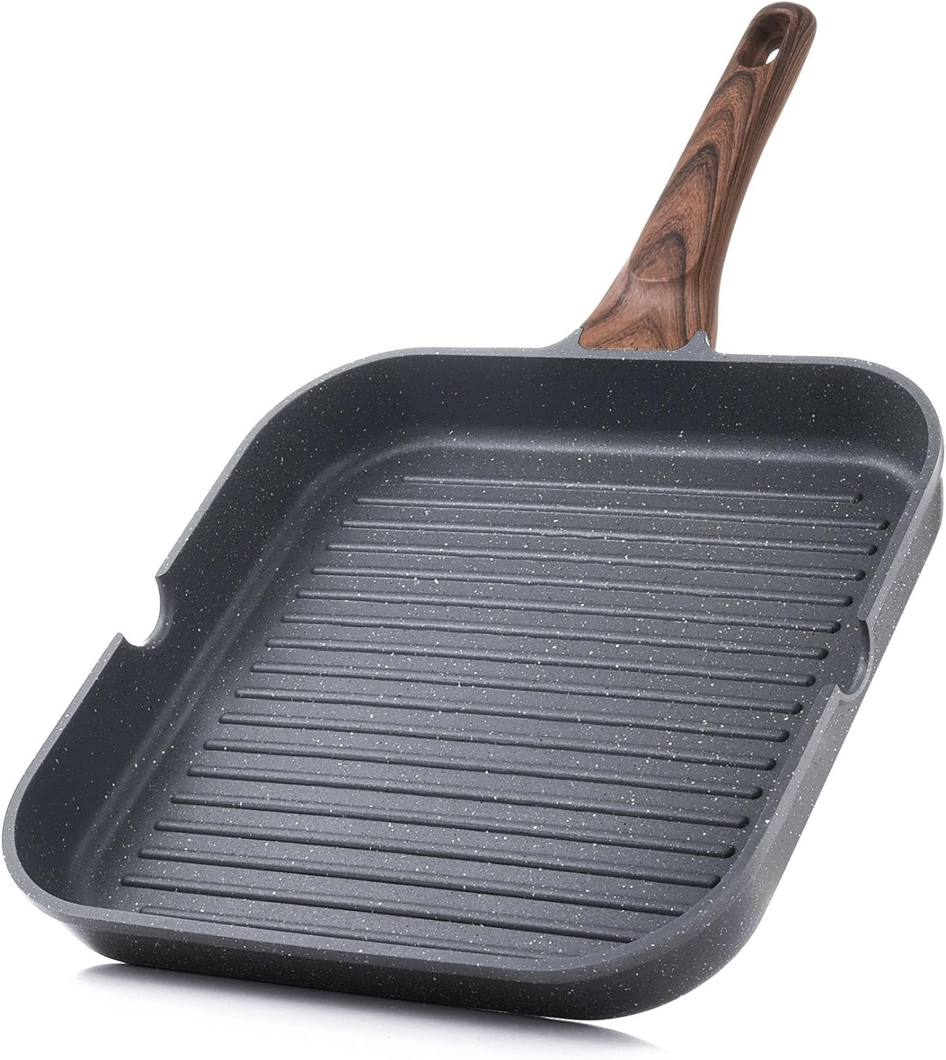 9.5″ Nonstick Square Grill Pan for Stove Tops,Versatile Griddle with Pour Spouts