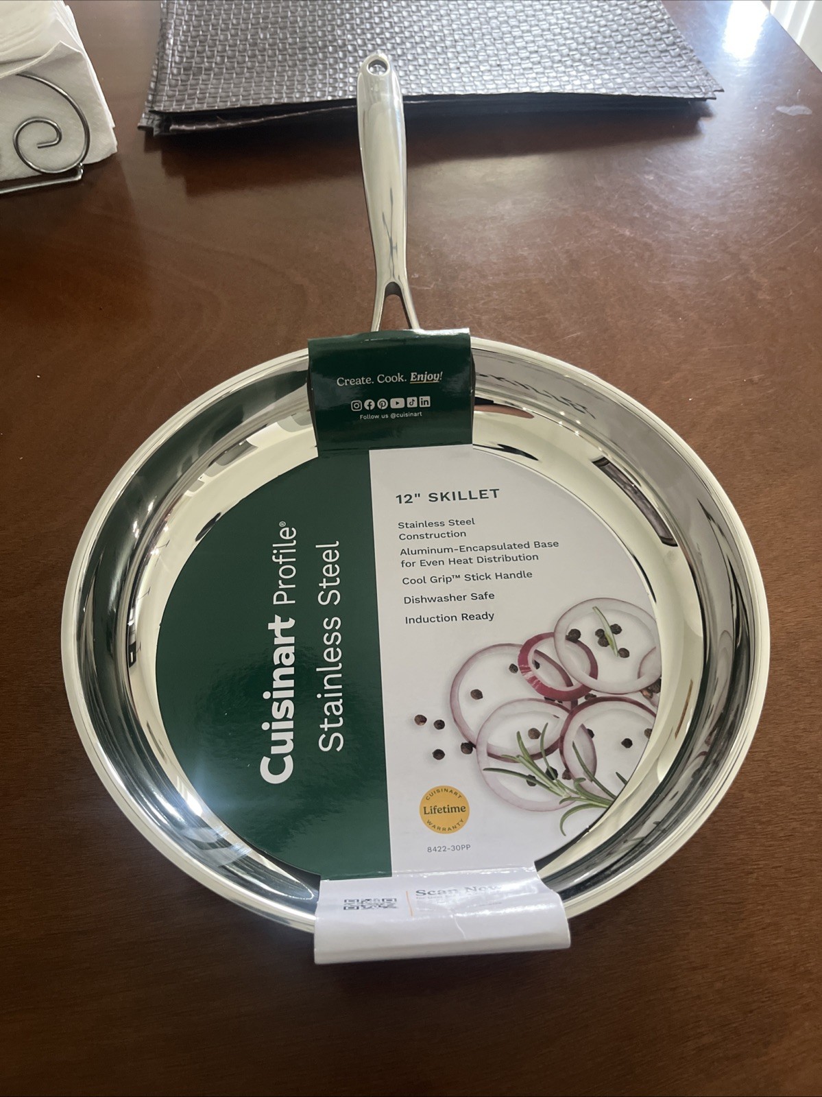 Cuisinart PROFILE 12″ Inch open Skillet Fry Pan Stainless Steel, model 8422-30PP