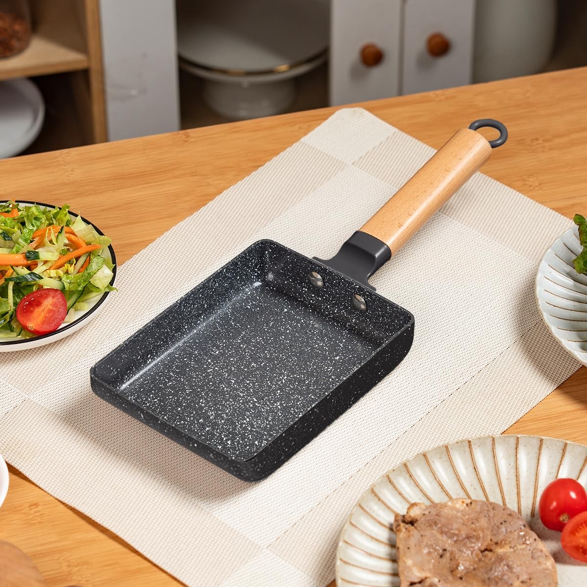 LISOS Ceramic Coating Square Japanese Tamagoyaki Omelette 5×7, Dark Gray