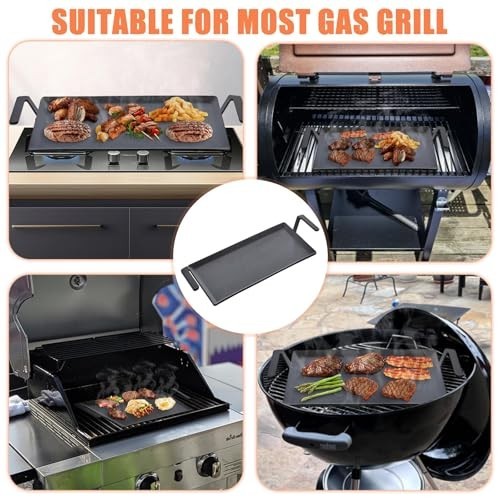 24” Carbon Steel Griddle – Pre-seasoned Heavy Duty Cookware for Double Burner &
