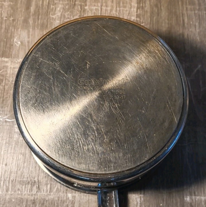 VINTAGE CUISINART 2.5 QT SAUCEPAN W/ LID & DOUBLE BOILER INSERT 3 PIECE SET