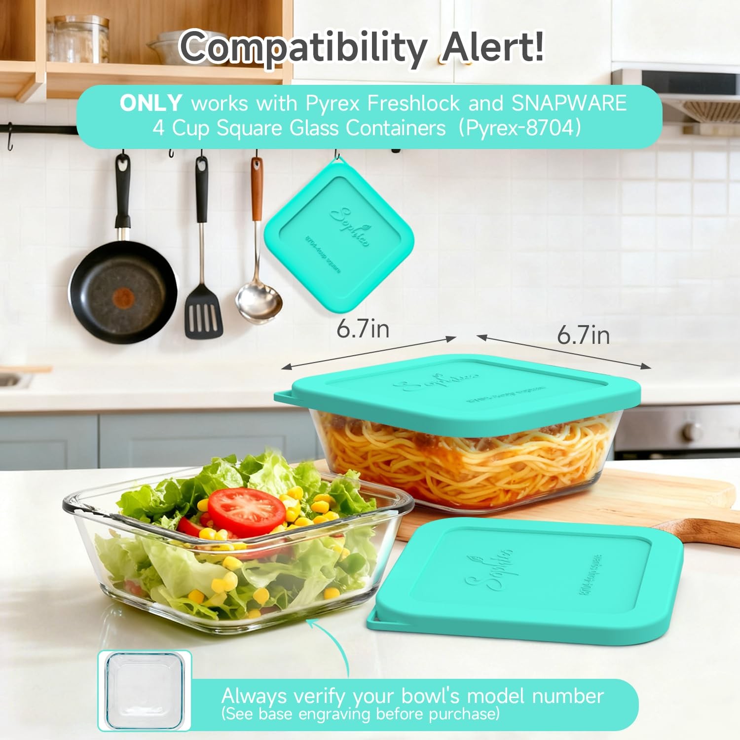 Sophico Silicone Storage Cover Lids Replacement for Pyrex Freshlock and SNAPW…