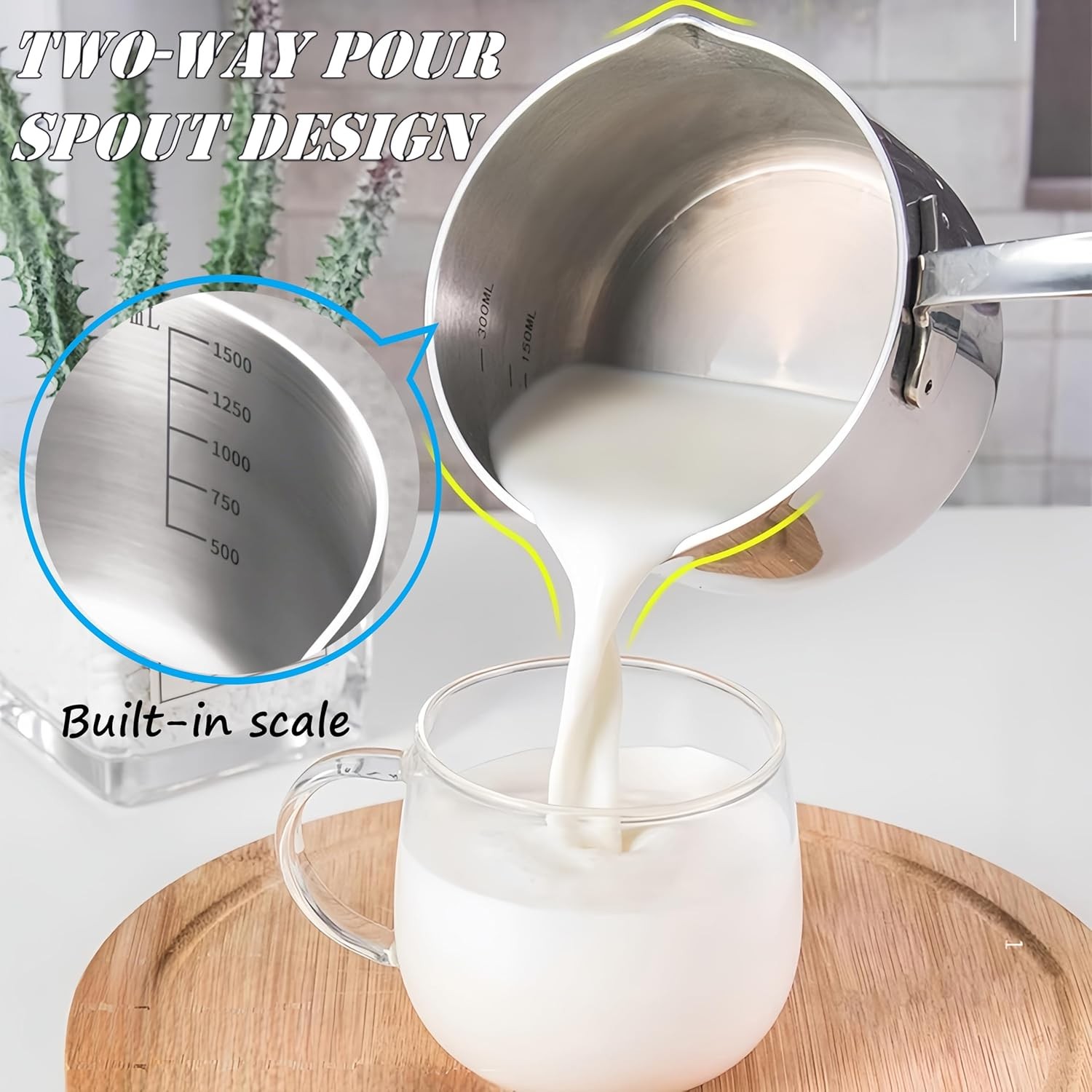 KANGXW 316L Stainless Steel Saucepans, 1.0 Quart Pan, With Pour Spout and Filter