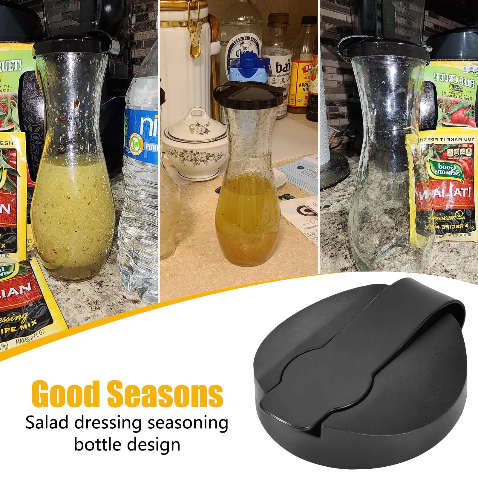 2-Pack Replacement Lids For Good Seasons Salad Dressing Cruet Glasses,Plastic