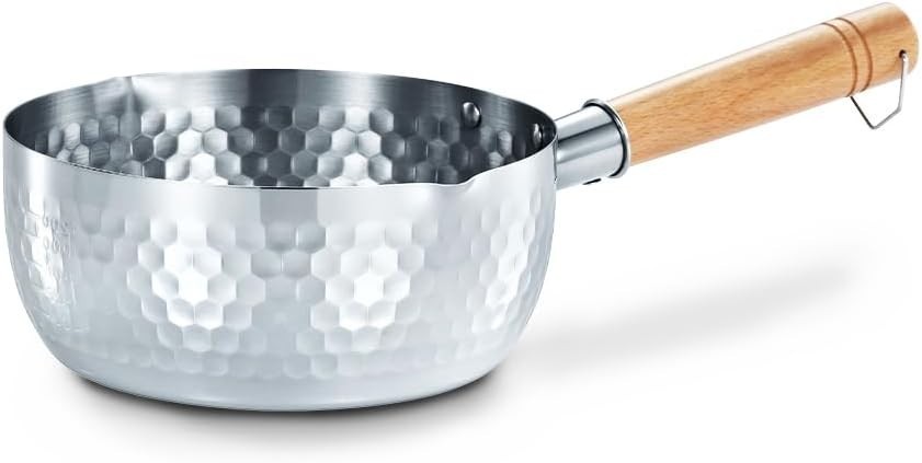 2Qt Stainless Steel Yukihira Pan Japanese Saucepan Wood Handle