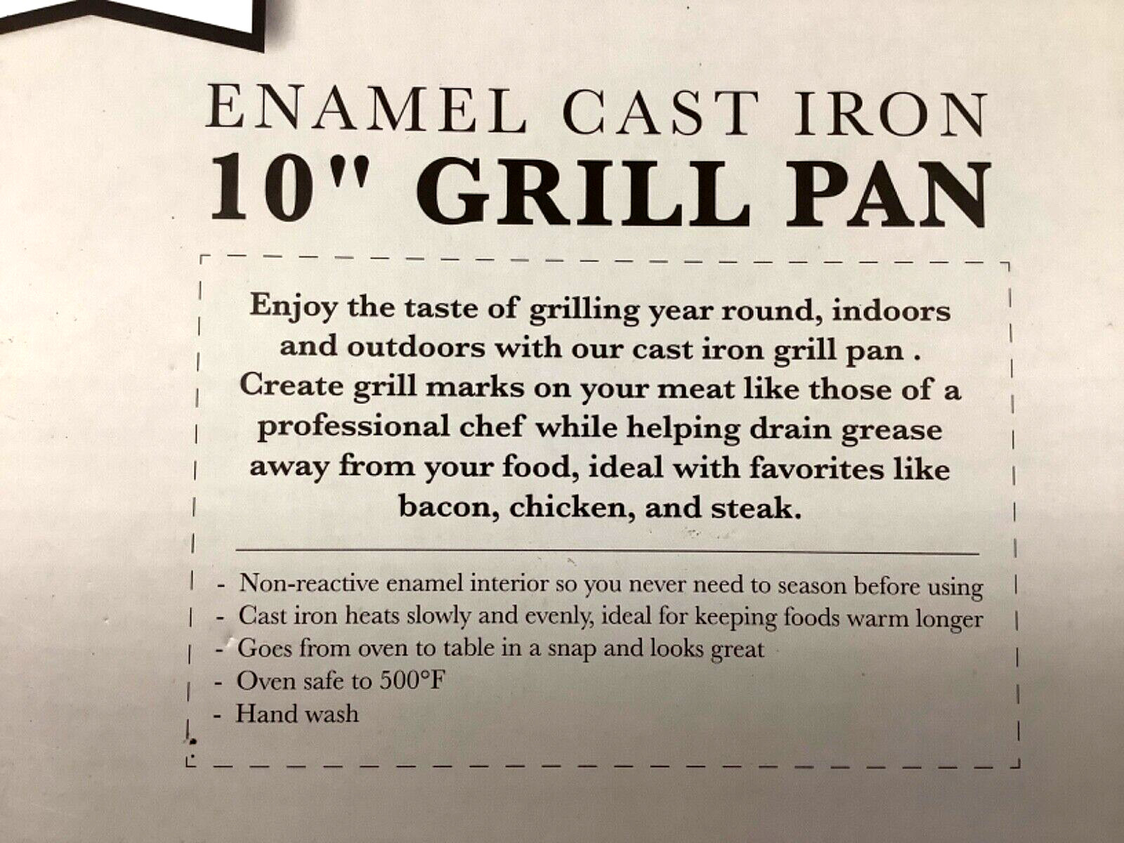 Eco + Chef Enamel Cast Iron 10″ Grill Pan White Square 5 lbs NIB