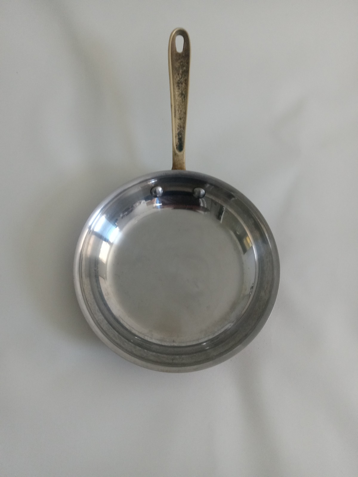 Vintage All Clad Cop-R-Chef 8.5″ Frying Fry Pan Brass Handle Copper Stainless